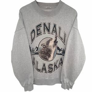 Abercrombie Denali Alaska Wolf Oversized Crewneck Women's XS